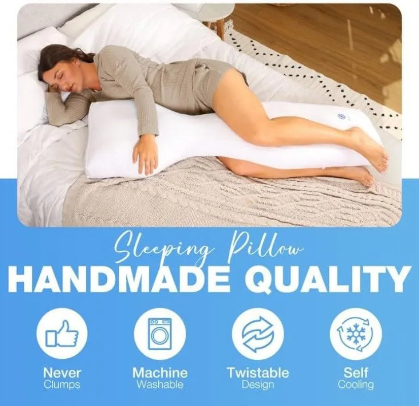 Body Pillow for Side Sleepers - Snuggle Cooling Body Pillow for Adults & Kids - Side Sleeper Long Pillow for Bed - B