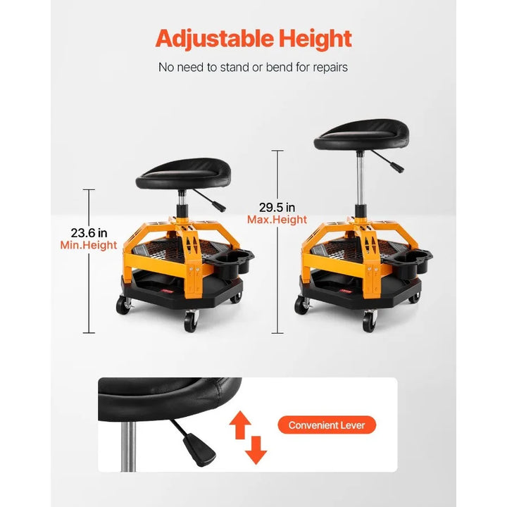 Rolling Shop Stool HeavyDuty Garage Work Seat 300 lbs Load with Caster