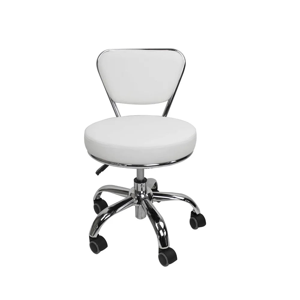 Dayton White Pneumatic Adjustable Rolling Salon Nail Pedicure Stool and Chair