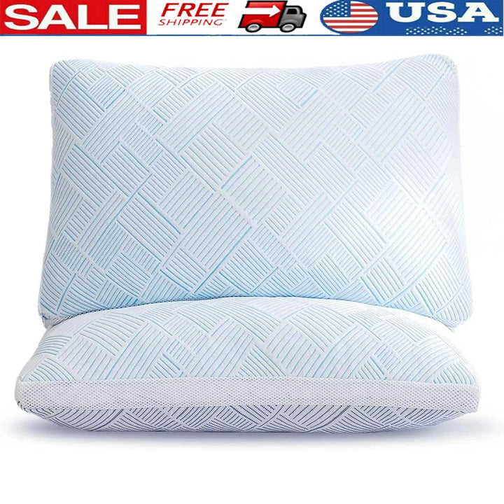 Adjustable Shredded Memory Foam Cooling Pillow Set of 2 Hypoallergenic Bamboo Viscose Queen Size Soft Hotel Quality