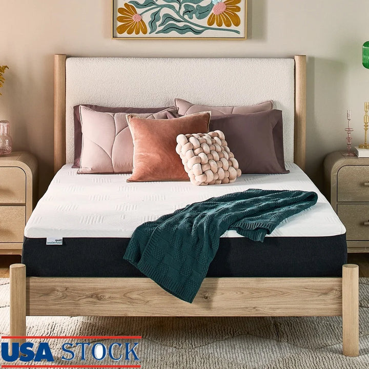 10 Inch Hybrid Mattress Queen Innerspring Gel Memory Foam Medium Firm Antimicrobial Cooling Technology Pressure Relief Support