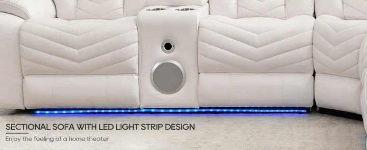 RPD4-Power Recliner Sectional Sofa Couches with Bass Speakers Living Room.Leather Reclining Corner Sectionals Sofa Couch Sets wi