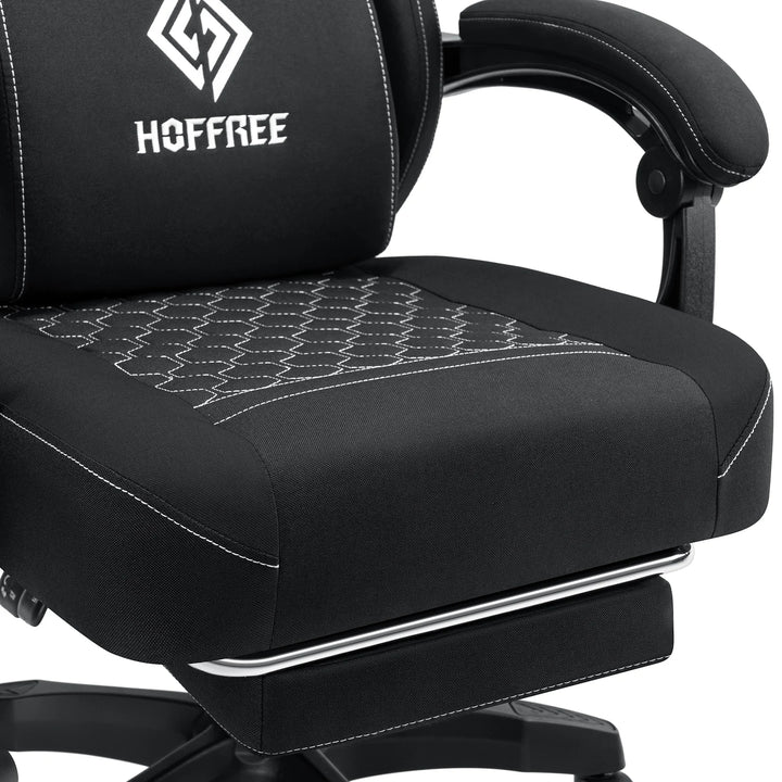 Breathable Gaming Chair With Lumbar Cushion Bluetooth Speaker Dual Function Point Massage Height Adjustable Office Computer Chai