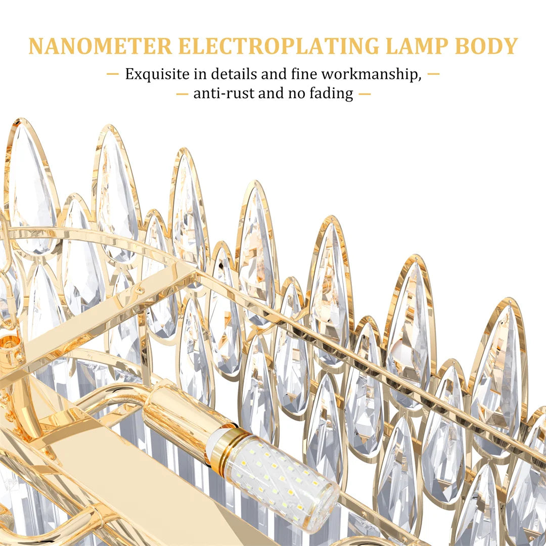 LUVODI Luxury Rectangle Crystal Chandelier Lamp Raindrop Design Pendant Ceiling Light Fixtures for Homes Hotel