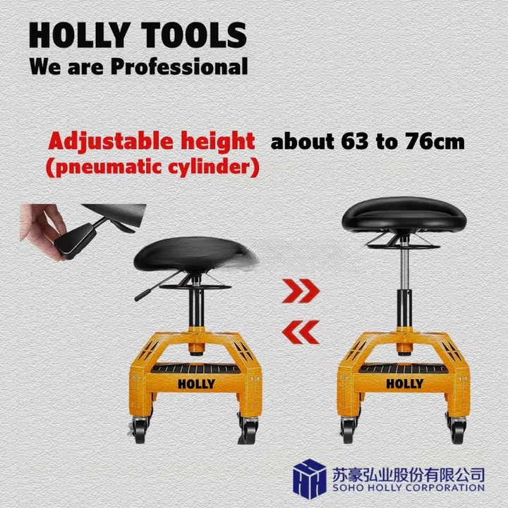 Adjustable height 360 ° rotating workshop seat with tool tray storage mechanical bench chair rolling workshop stool for garage
