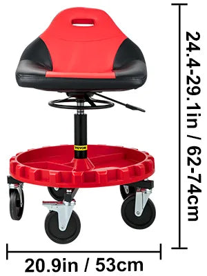 Rolling Garage Stool 300LBS Capacity 21"-26" Adjustable Height Range Mechanic Seat with Swivel Casters and Tool Tray