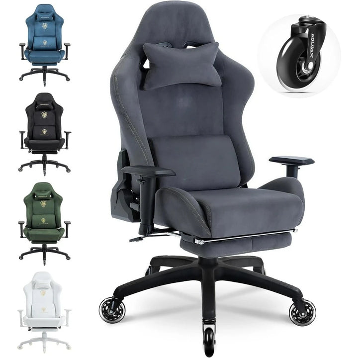 Dowinx Gaming Chair,Breathable Suede Fabric Game Chair with 3D Armrest and PU Wheels,Big and Tall Gaming Chair with Massage