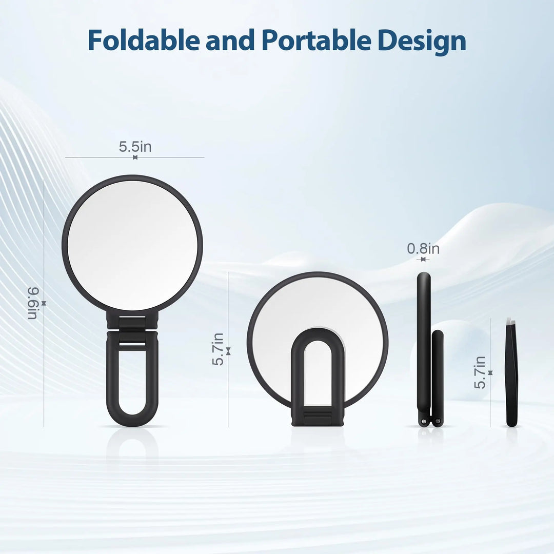 Beauty Planet 30X Magnifying Mirror, Hand Mirror with Handle, Double Sided Hand Mirror with 30X/1X Magnification, Essential Trav