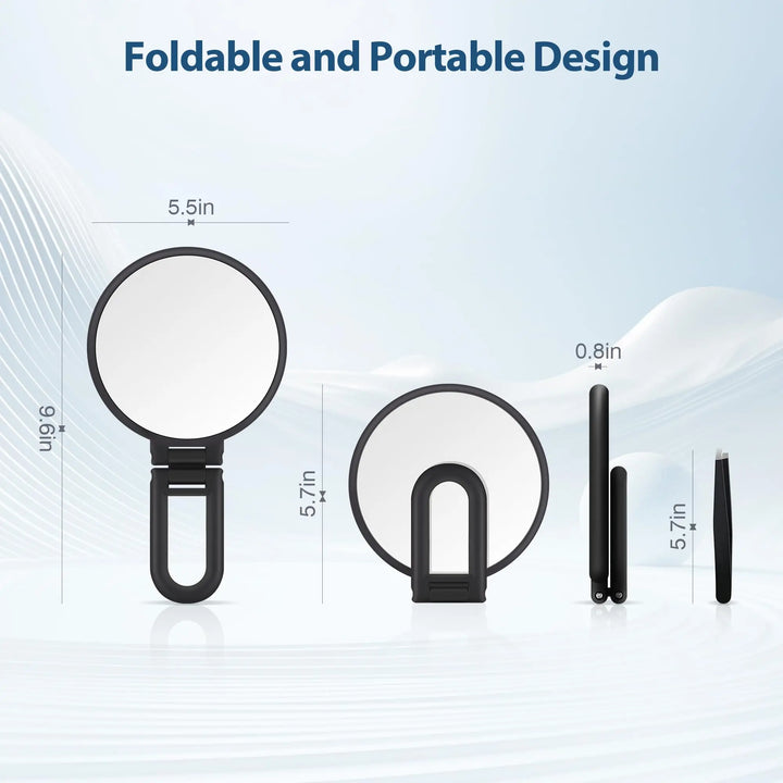 Beauty Planet 30X Magnifying Mirror, Hand Mirror with Handle, Double Sided Hand Mirror with 30X/1X Magnification, Essential Trav