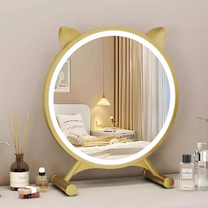 Unique Makeup Mirror Compact Korean Bedroom Funky Girl Aesthetic Items Art Circular Mirror Cosmetics Vestidores Decoracao Quarto