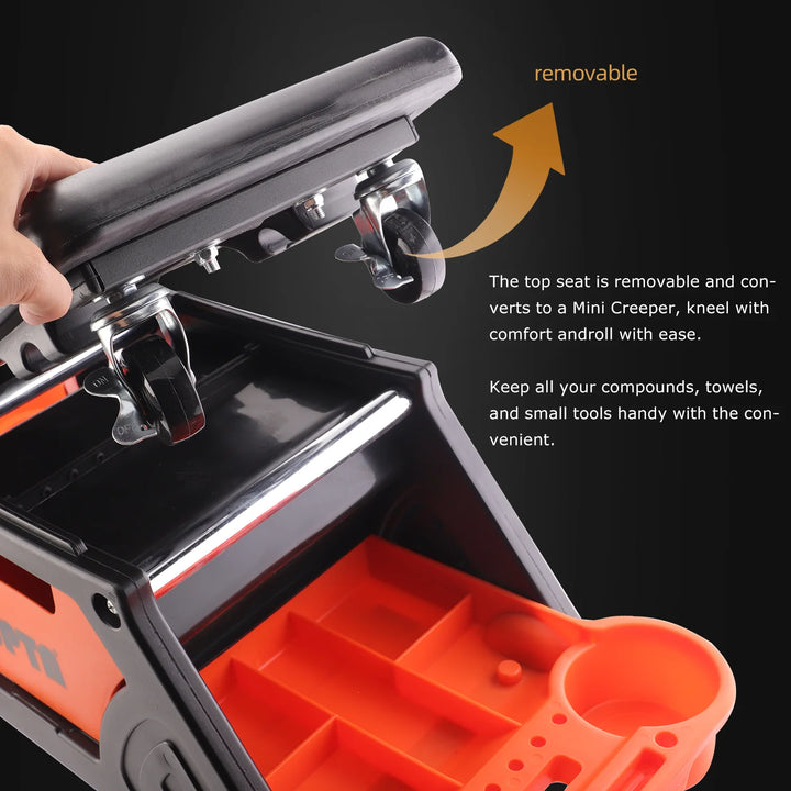 SPTA Car Mechanic Stool Rolling Creeper Seat Cushion Brake Wheels Tray Roller