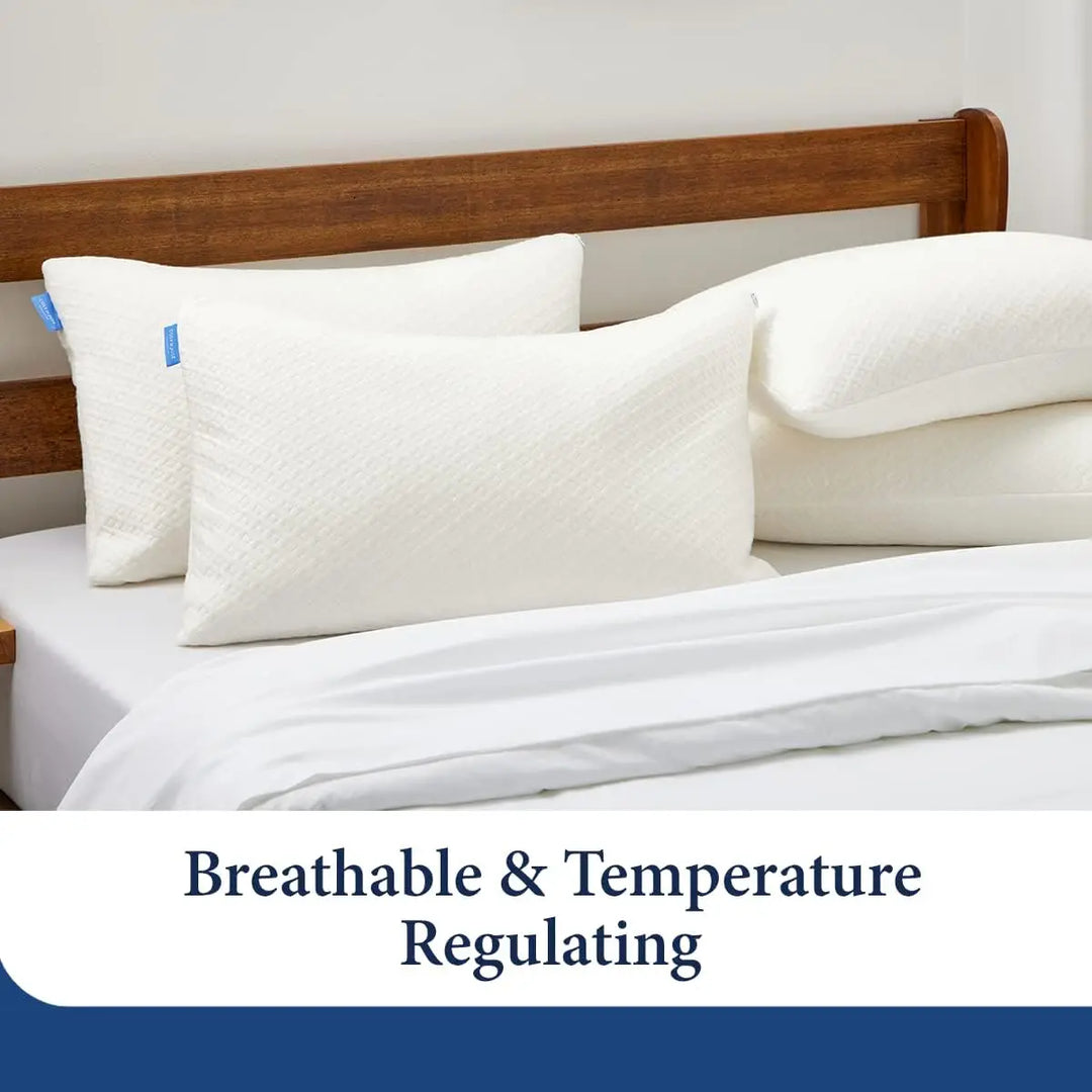 2-Pack Luxury Rayon Derived from Bamboo Shredded Memory Foam Pillow - Adjustable & Removable Fill - Cool & Breathable (King)