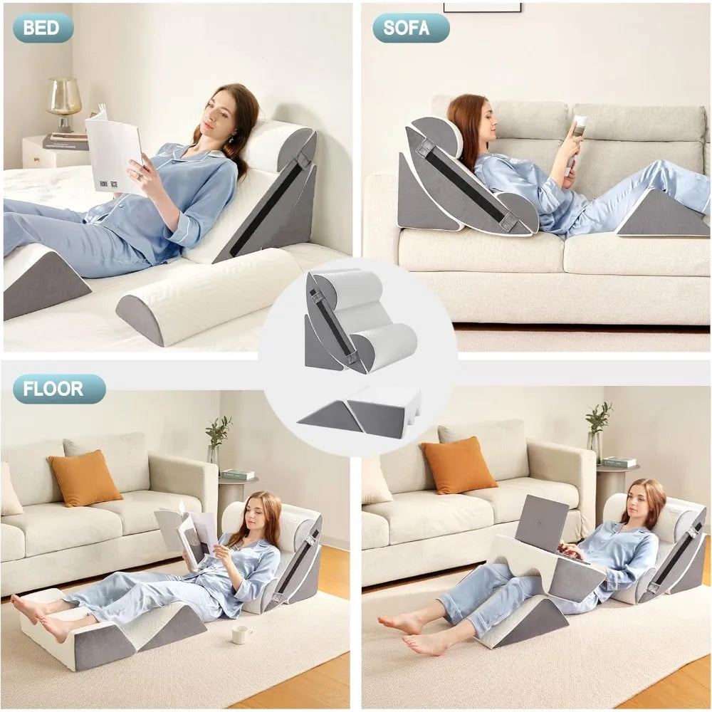 6pcs Orthopedic Bed Wedge Pillow Set for Sleeping, Post Surgery Foam for Body