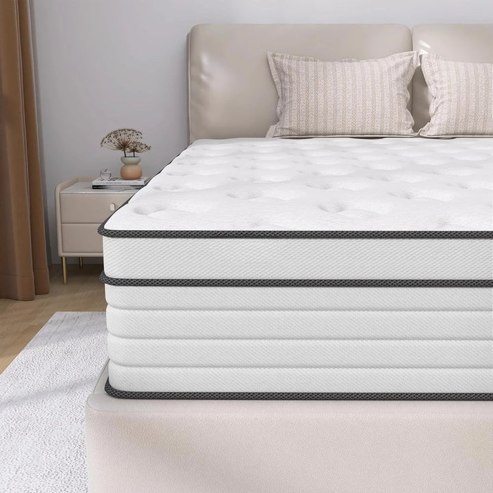 Queen Mattress,14 Inch Hybrid Mattress Independent Pocket Spring Mattress in a Box High Permeability Skin-Friendly