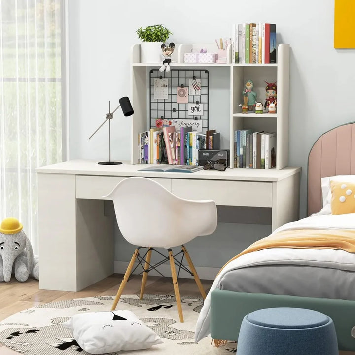 Desktop Bookshelf, Countertop Storage Hutch with 5 Shelves for Computer Desk, Desk 3-Tier Display Rack, Multipurpose Wood Deskt