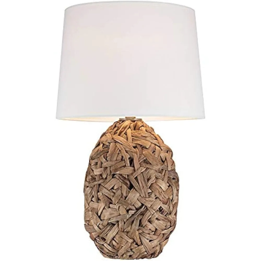 Nantucket Modern Coastal Nautical Table Lamp 26" High Natural Woven Seagrass White  for Bedroom Living Room House Home