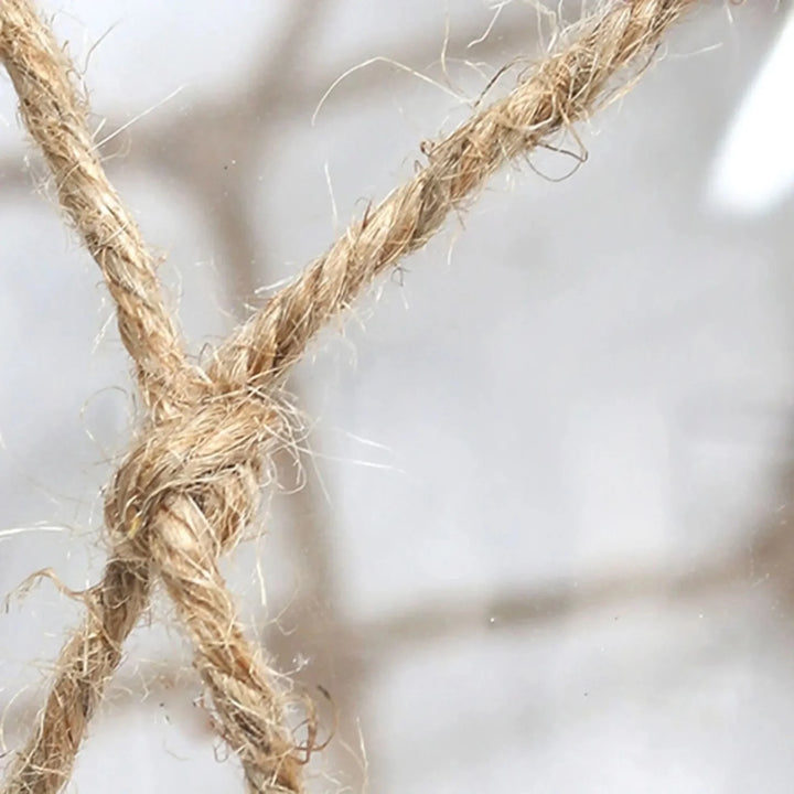 Buoy Rope Nautical Mesh Coastal Ocean Glass Table Lamp, woven from natural rope with a burlap shade