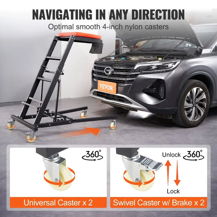 Automotive Top Creeper Engine Creeper 42.564.8 400 LBS Capacity High Top Creeper 4 Swivel Caster Wheels Padded Deck Foldable C