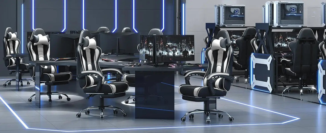 Ergonomic Gaming Chair with Swivel Seat&Headrest, Adjustable Video Game Chair with Massage Lumbar Support and Footrest Height