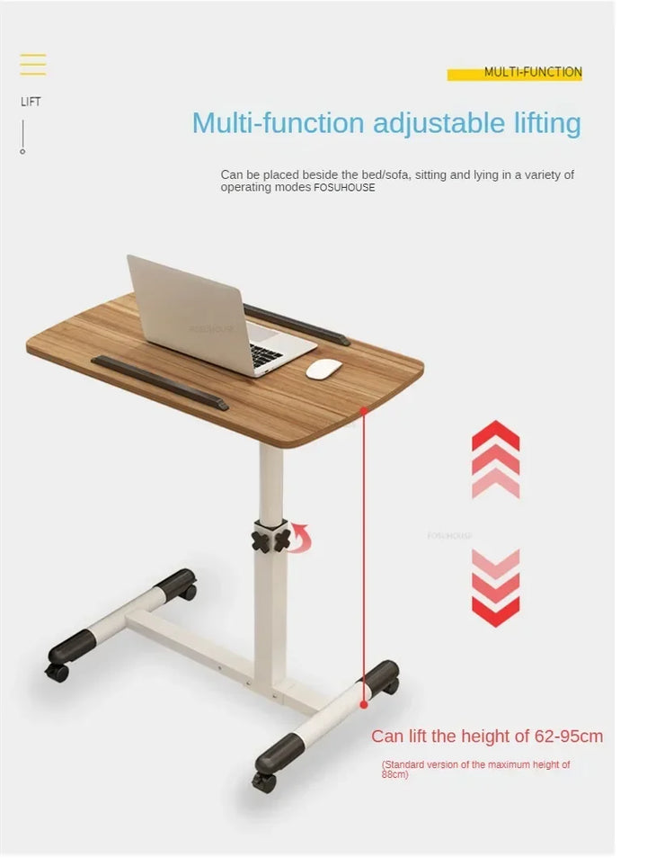 Creative Foldable Computer Desks Living Room Sofa Lazy Bed Office Desk with Wheels Lifting Bedside Table European Home Furniture