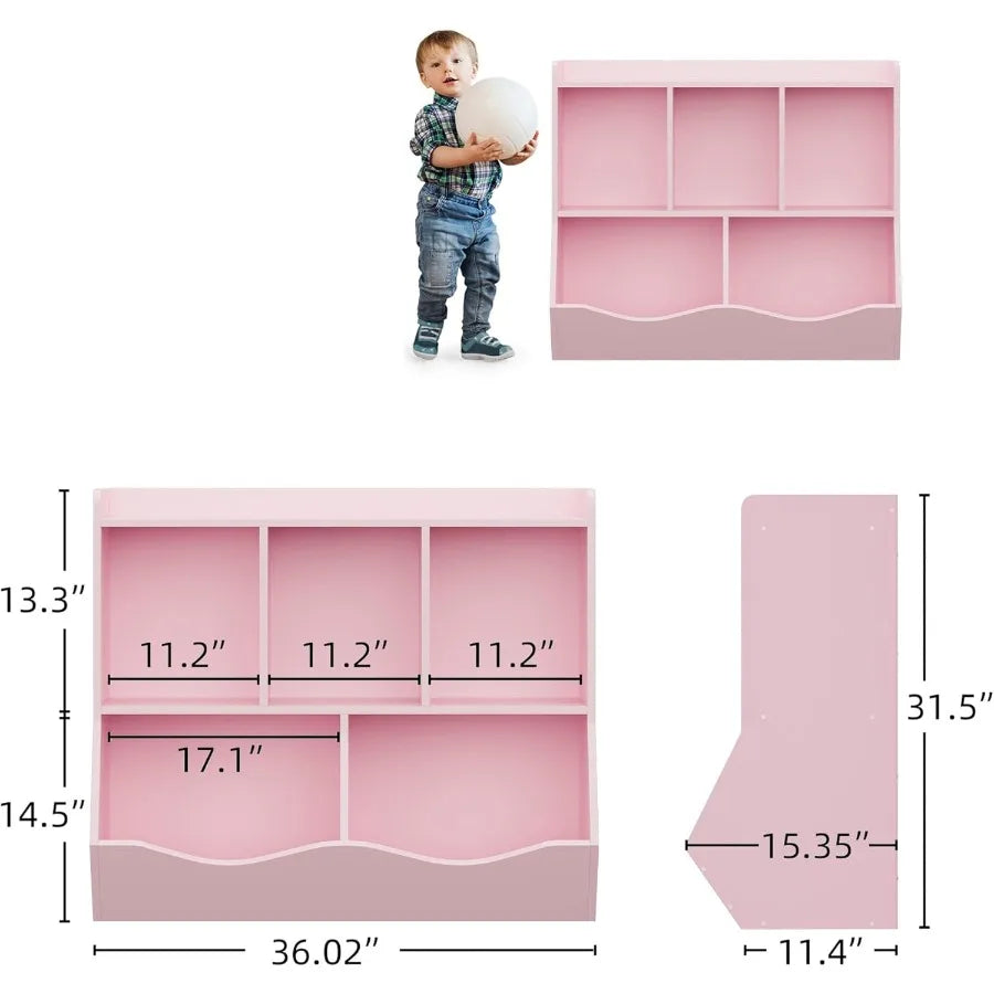 Multishelf toy bookshelf and bookcase with cubby organizer cabinet for efficient storage of books and toys ideal for bedroom pl