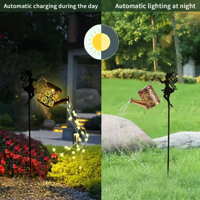 Solar Butterfly Watering Can Garden Light â€“ Waterproof Hanging Fairy Path Accent | Patio, Lawn, Outdoor DÃ©cor | Trufairs