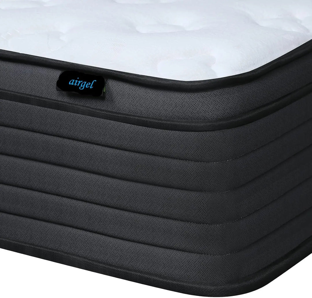 Elegance Hybrid Mattress Heavy Duty Support-Firm Premium Luxury Motion Isolation/White-Black Natural Latex/Back Pain Relief Made