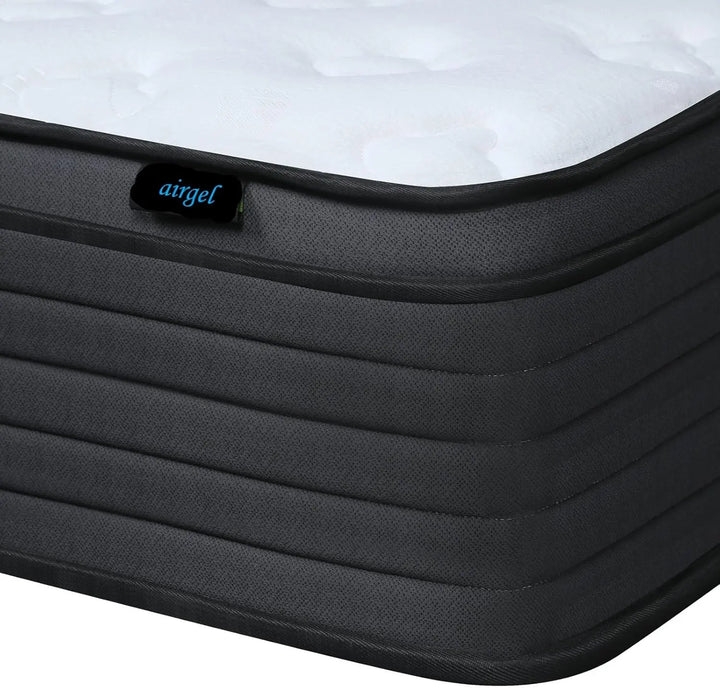 Elegance Hybrid Mattress Heavy Duty Support-Firm Premium Luxury Motion Isolation/White-Black Natural Latex/Back Pain Relief Made