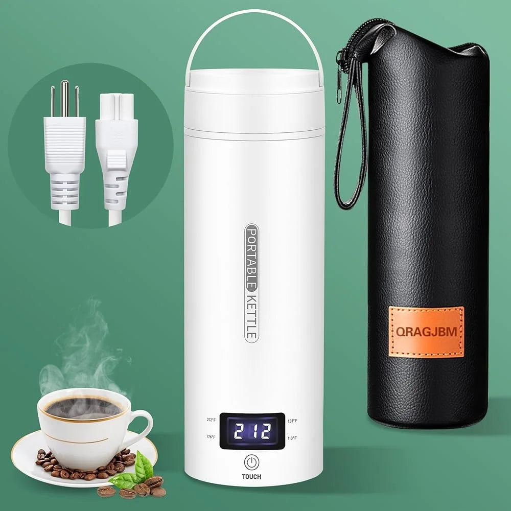 Portable Electric Kettle Travel Water Heater with 4 Temperature Control Mini Travel Tea Coffee Boiler Stainless Steel Fast