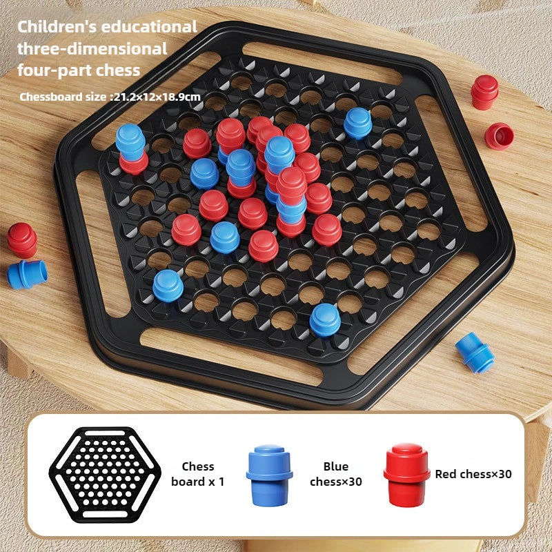 Connect Four Board Game Parent Child Interactive 3D Spatial Thinking Training Children's Board Game Puzzle Toys Birthday Present