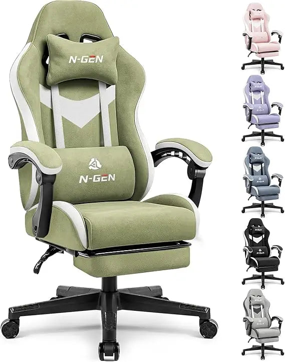 Video Gaming Chair Office Computer Desk Use Ergonomic Reclining Backrest Adjustable Armrests Lumbar Support Footres