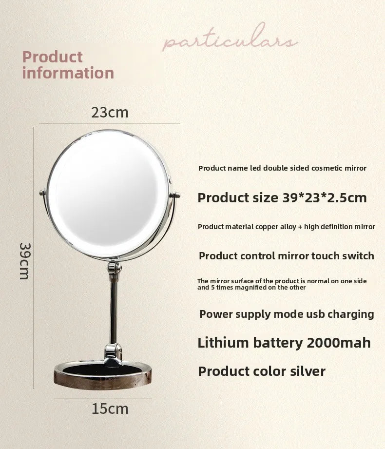 8 Inch Makeup Mirror With Light Lamp 5/7/10X Magnification 3 Color Lights,Adjustable Brightness Height Standing Cosmetic Mirror