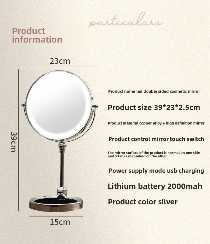 8 Inch Makeup Mirror With Light Lamp 5/7/10X Magnification 3 Color Lights,Adjustable Brightness Height Standing Cosmetic Mirror