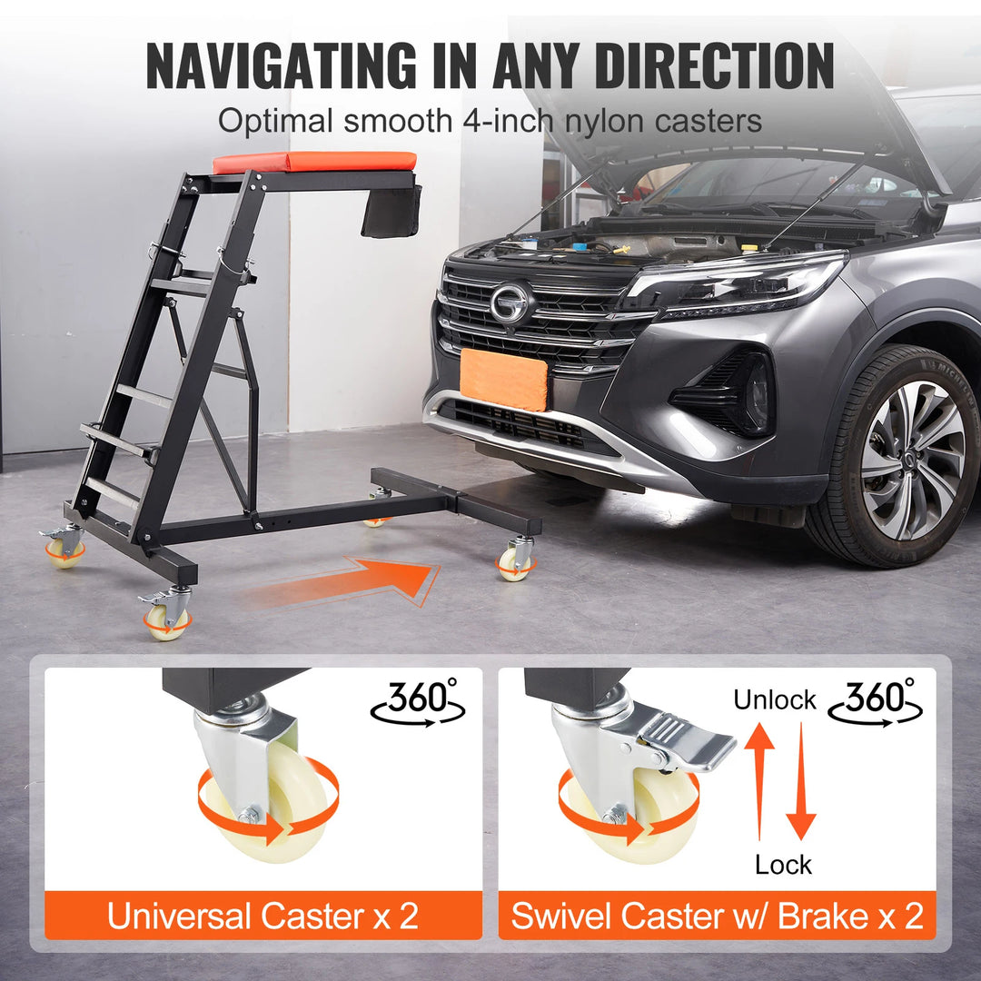 SucceBuy Top Automotive Creeper Engine Creeper with Adjustable Height 45.7" to 66.3" 400 LBS Heavy Duty Creeper for Auto Repair