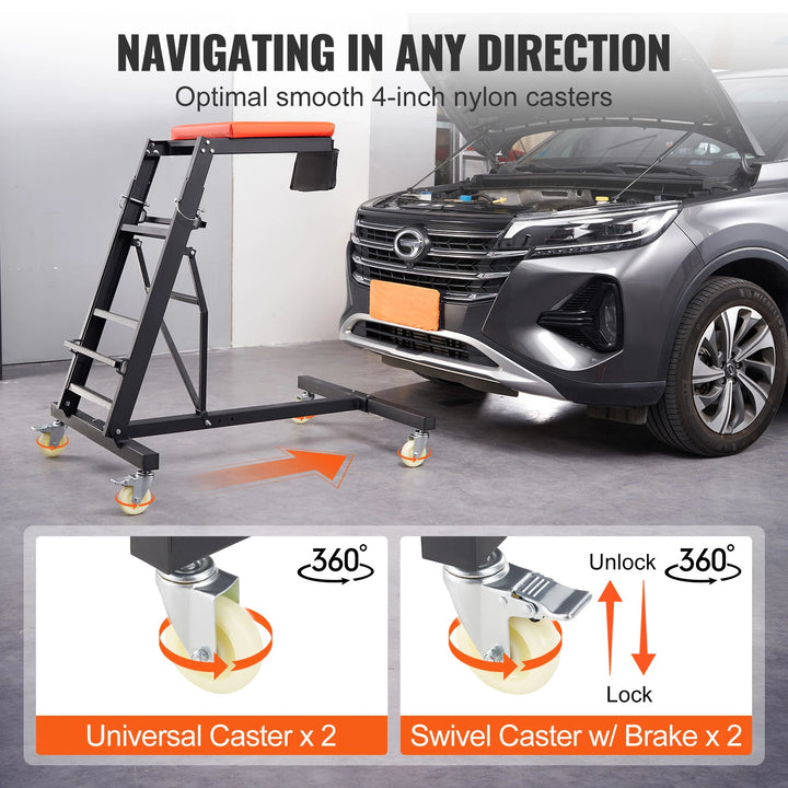 SucceBuy Top Automotive Creeper Engine Creeper with Adjustable Height 45.7" to 66.3" 400 LBS Heavy Duty Creeper for Auto Repair