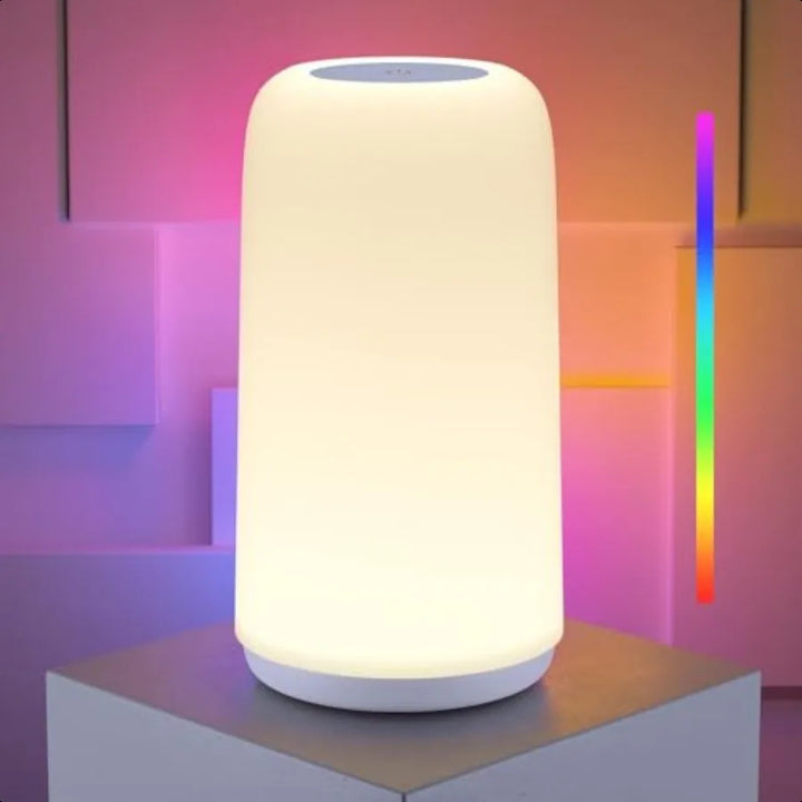 Touch Bedside Table Lamp [Sleek Design and RGB Mode] 3 Way Dimmable Small Lamp for Bedroom LED Lamp with Warm White Lights Mult