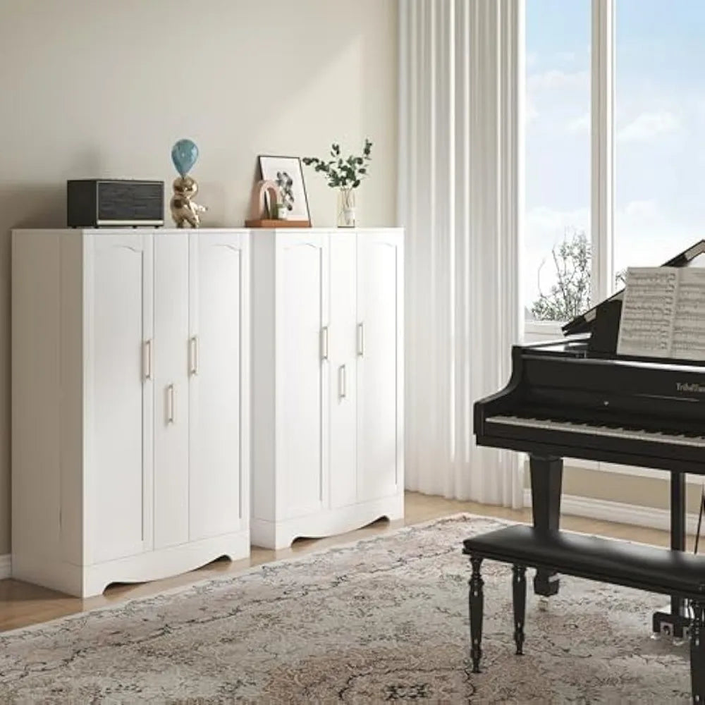 47" Kitchen Pantry Cabinet With Drawer, Storage Cabinet With Adjustable Shelves, White Buffet Cupboards Sideboard for Home Offic