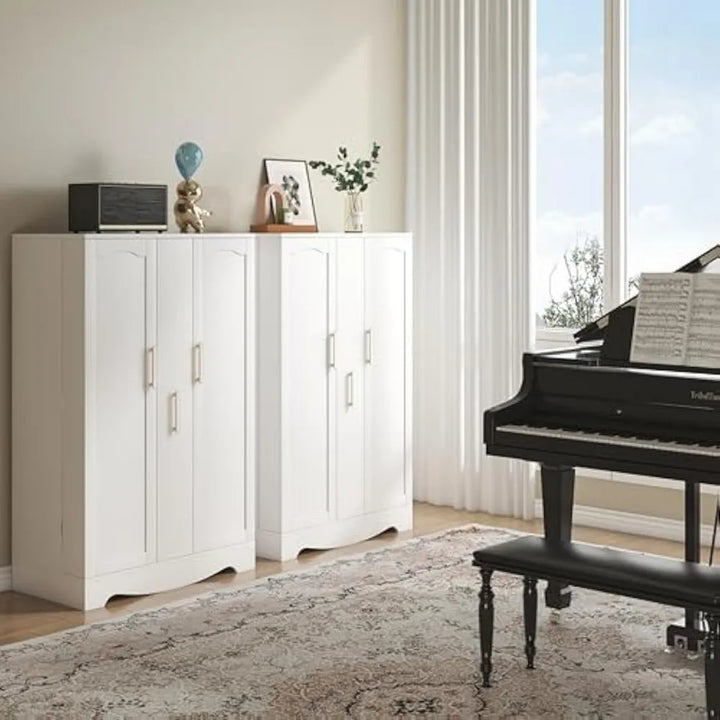 47" Kitchen Pantry Cabinet With Drawer, Storage Cabinet With Adjustable Shelves, White Buffet Cupboards Sideboard for Home Offic