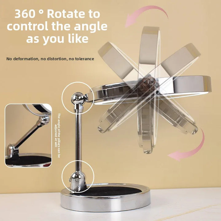 8 Inch Makeup Mirror With Light Lamp 5/7/10X Magnification 3 Color Lights,Adjustable Brightness Height Standing Cosmetic Mirror