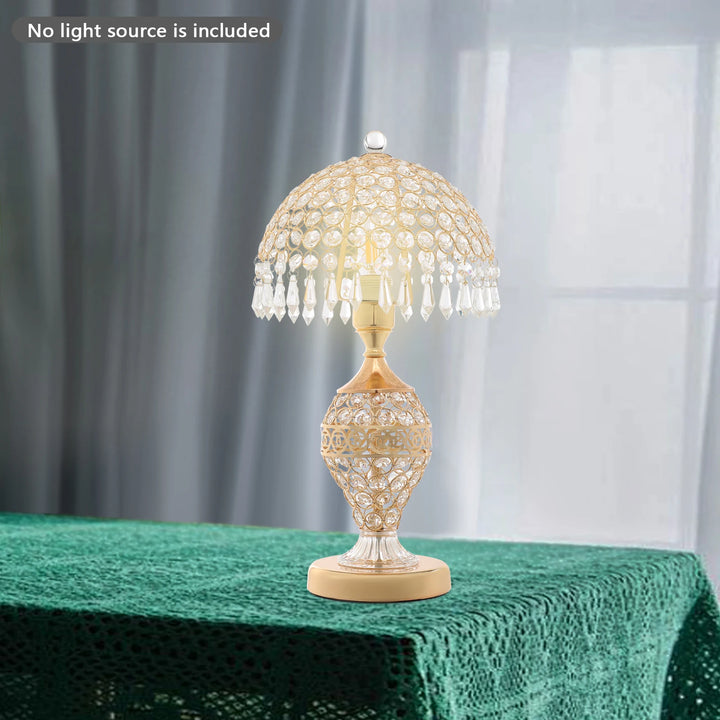Crystal Table Lamp,Gold 110V Tabletop Decorative Bedside Lamp Corded Electric Lighting 3-5m² for Bedrooms,Living Rooms