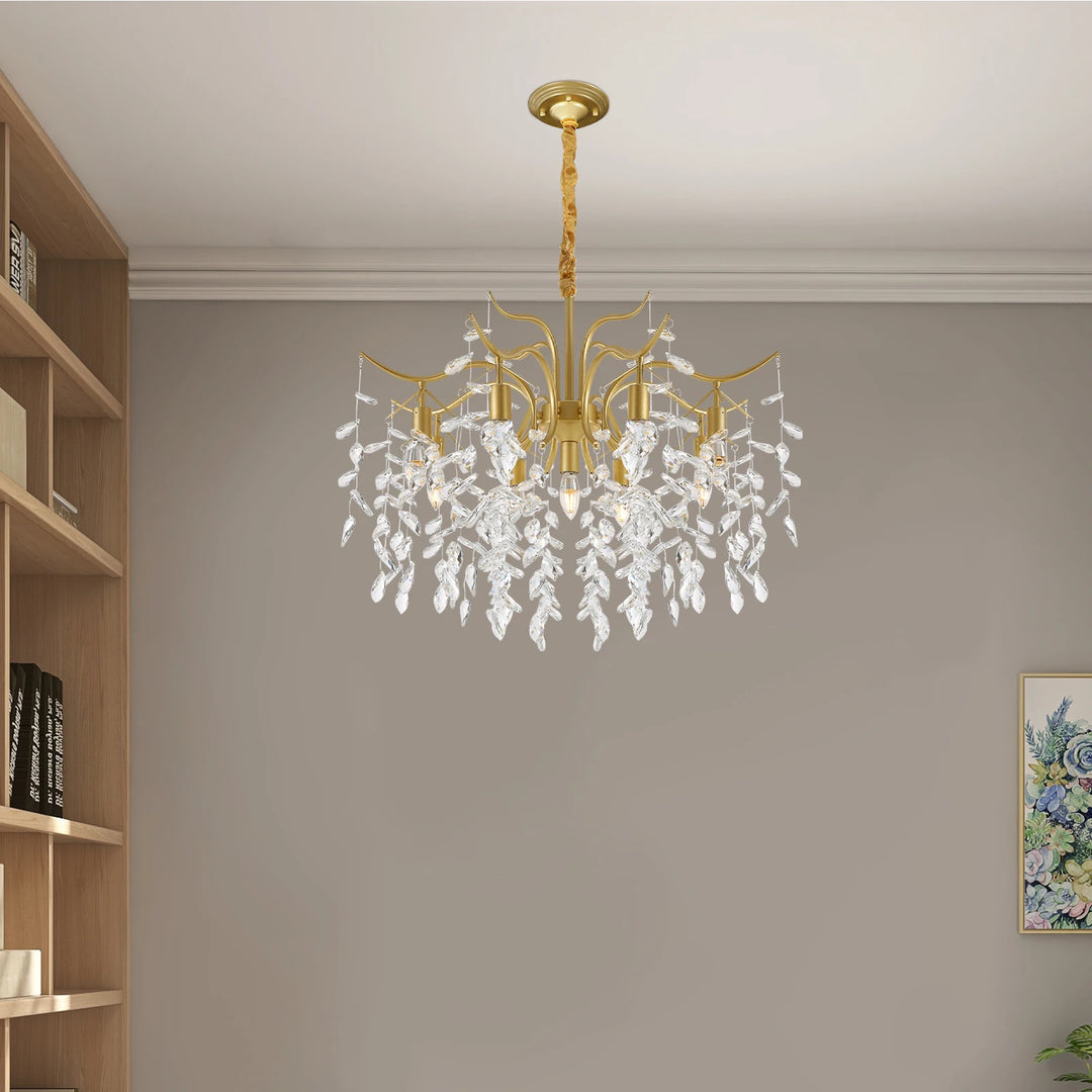 9-Arm Modern Crystal Pendant Lamp LED Chandelier Ceiling Lamp Chandelier Classic Metal For Bedroom Living Room  90*100cm