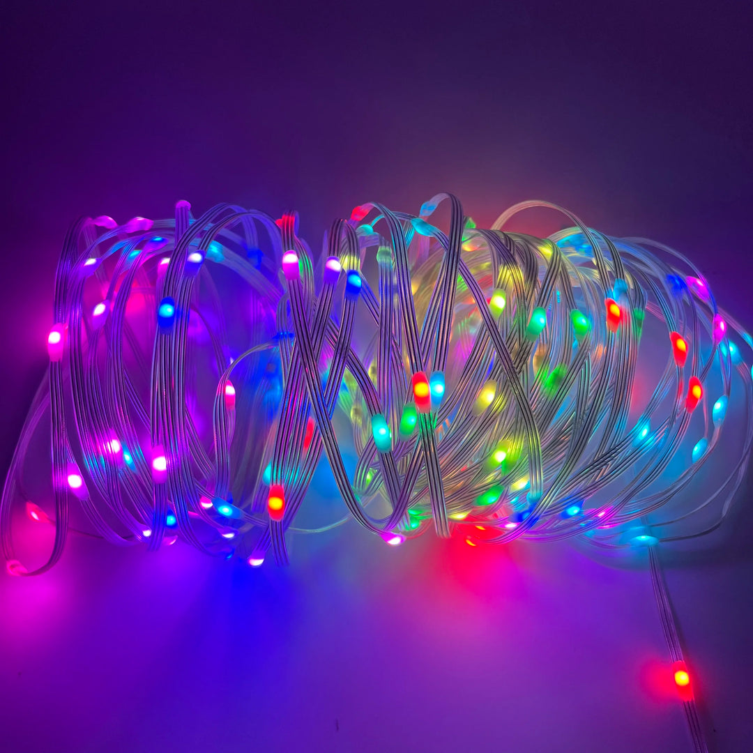 USB Christmas RGBIC String Light Tuya WIFI Remote Control 5M 10M 20M Pixel String Light WS2812 Music Waterproof Fairy Lights