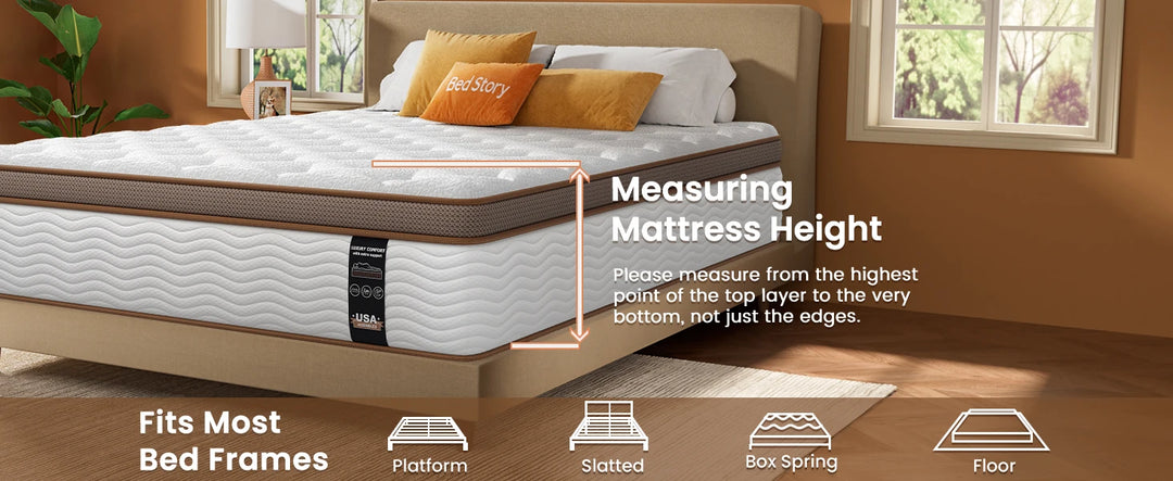 BedStory 12-14'' Hybrid Queen Size Mattress - Full/King - Medium Firm - Gel Memory Foam & Innersprings for Comfortable Sleep