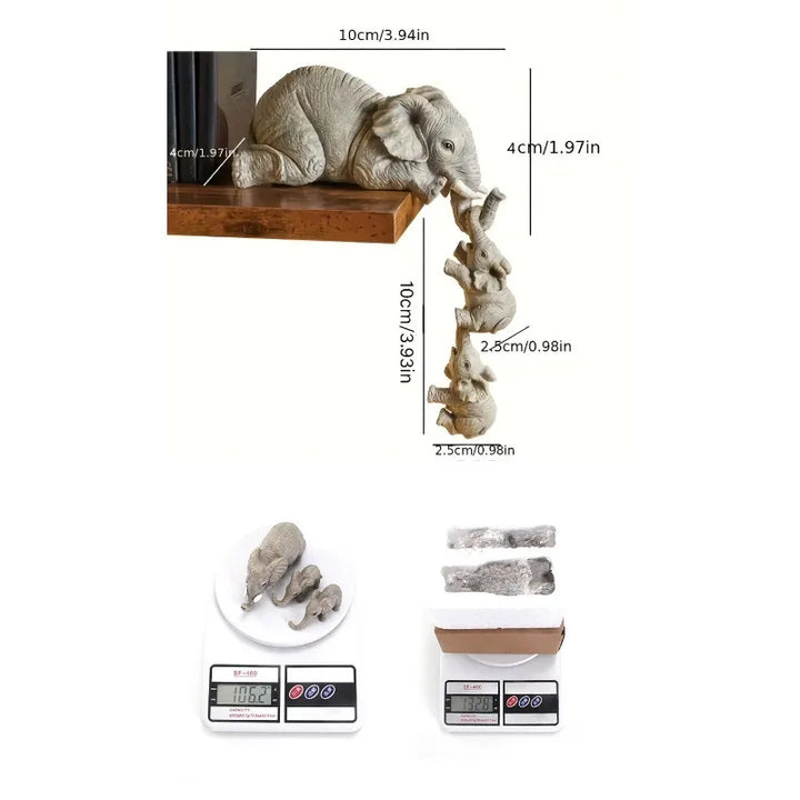 3Pcs/set Cute Elephant Figurines Elephant Holding Baby Elephant Resin Crafts Desktop Decoration Ornaments Crafts Figurines