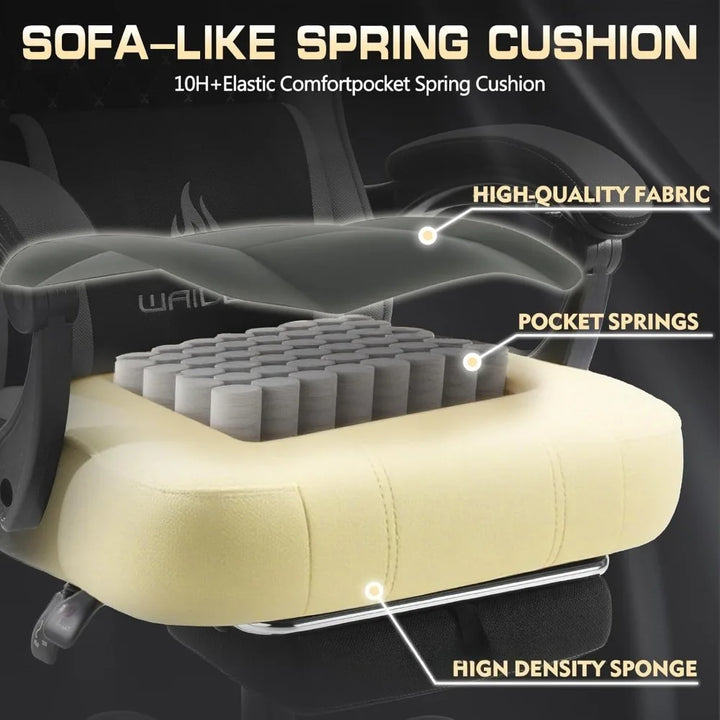 400lbs Breathable Fabric Big and Tall Gaming Chair with Massage and Foot Rest,Gamer Chairs for Adults with Pocket Spring