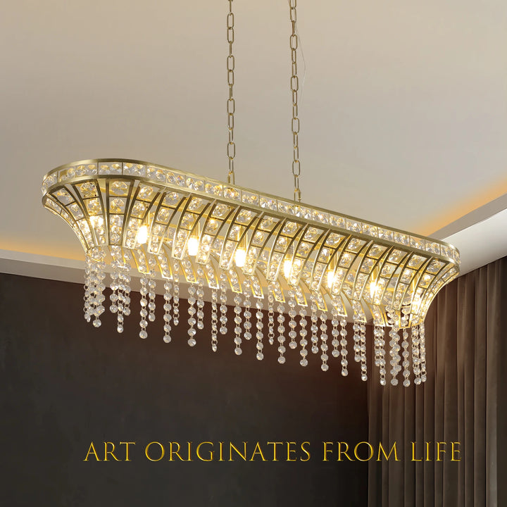 39.4 Inches K9 Crystal Chandeliers 8 Lights Round Adjustable Height Ceiling Lighting Fixture for Bedroom Hallway Bar Kitchen