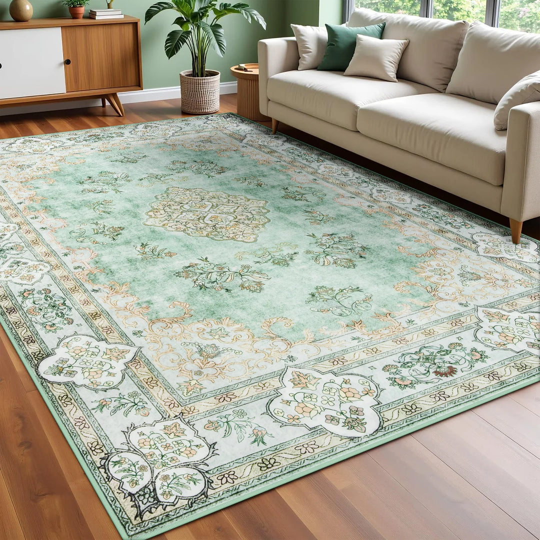 Area Rugs for Living Room Elegant Floral Traditional Faux Wool Area Rug