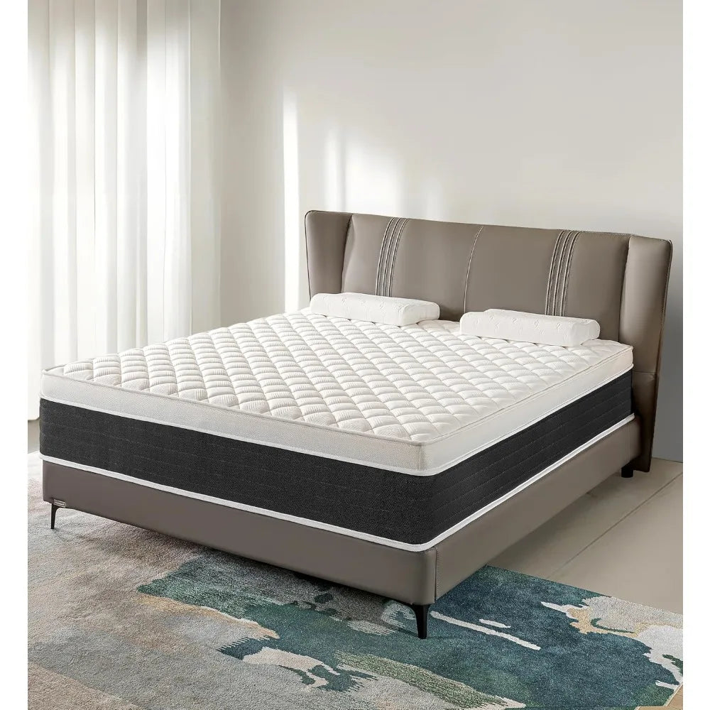 Queen Mattress,14 Inch Memory Foam and Innerspring Hybrid Mattress,14 inch Medium Firm Feel Queen Size Mattress in a Box, Pressu