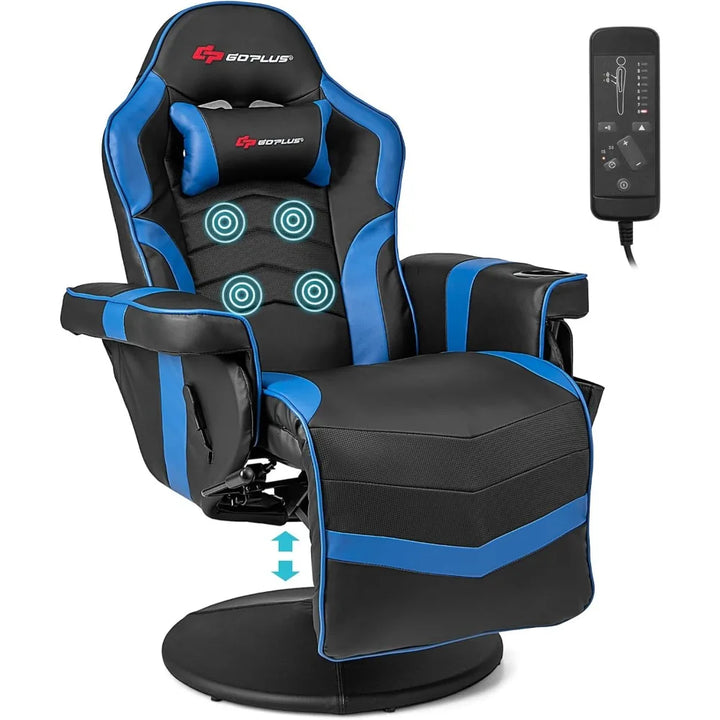 Gaming Recliner Adjustable Massage Gaming Chair with Cup Holder Footrest Ergonomic Single Sofa Living Room Home Theater Seating