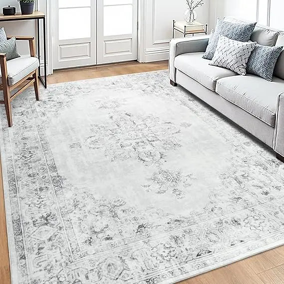 6x9 Washable Area Rug for Living Spaces, Large Bedroom Rugs, Vintage-Style Dining Room Floor Coverings, Non-Slip Soft Low Pile C